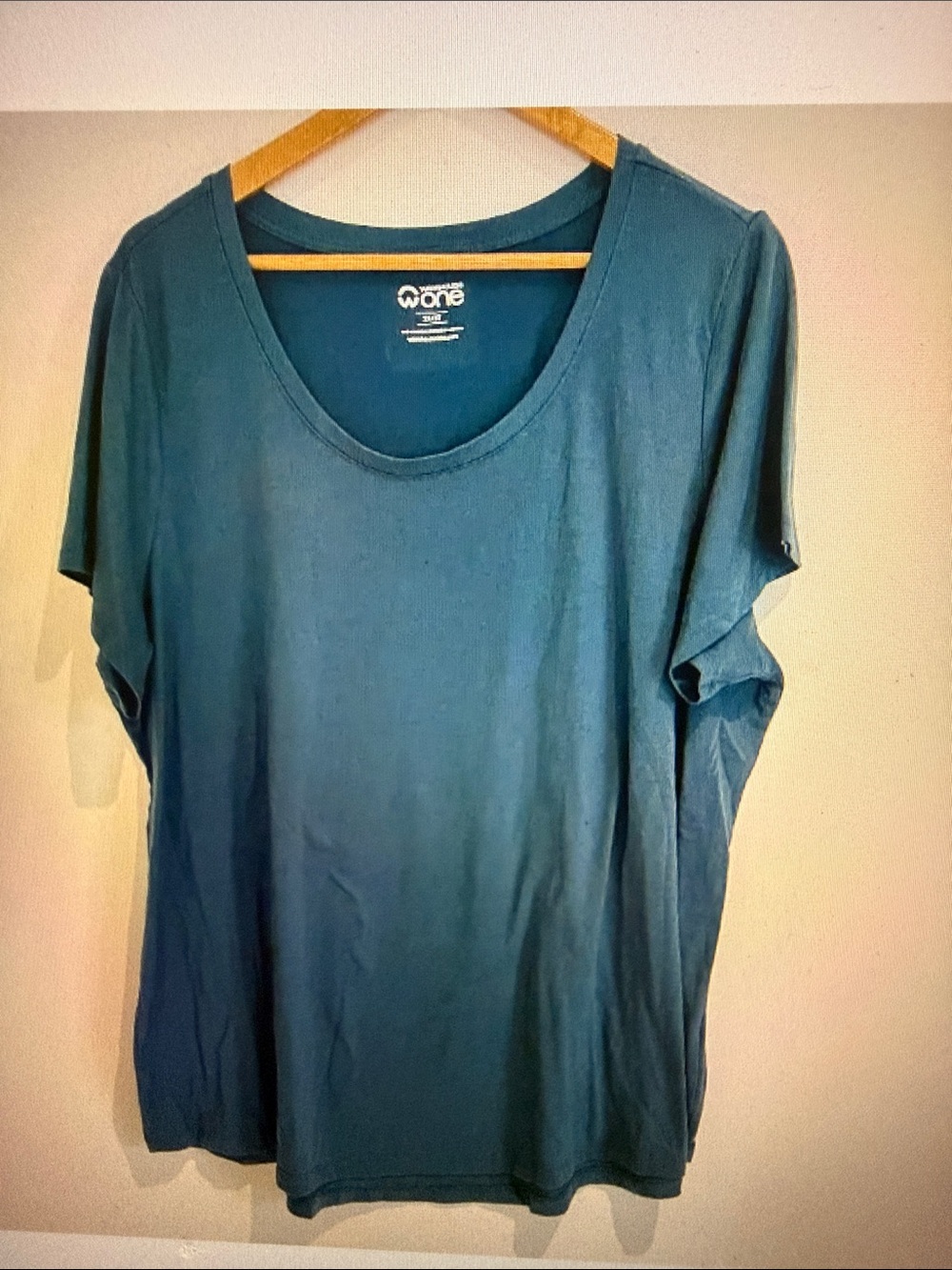 Warehouse One Woman Blue Stretch Short Sleeve Pullover T Shirt Size 3X